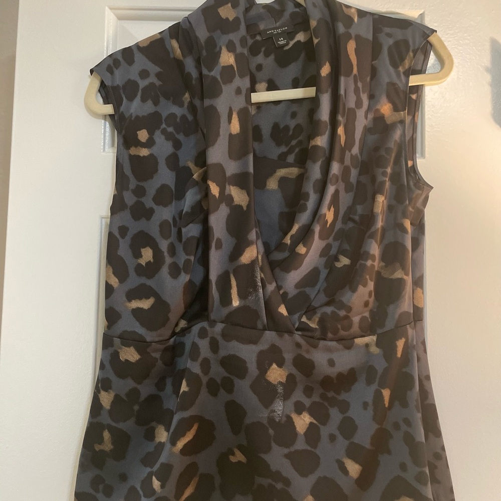 Ann Taylor Cowl Neck Leopard Print Blouse